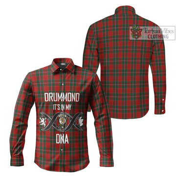 Drummond Ancient Tartan Long Sleeve Button Shirt with Family Crest DNA In Me Style