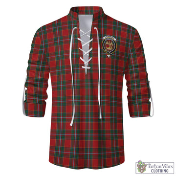 Drummond Ancient Tartan Men's Scottish Traditional Jacobite Ghillie Kilt Shirt with Family Crest