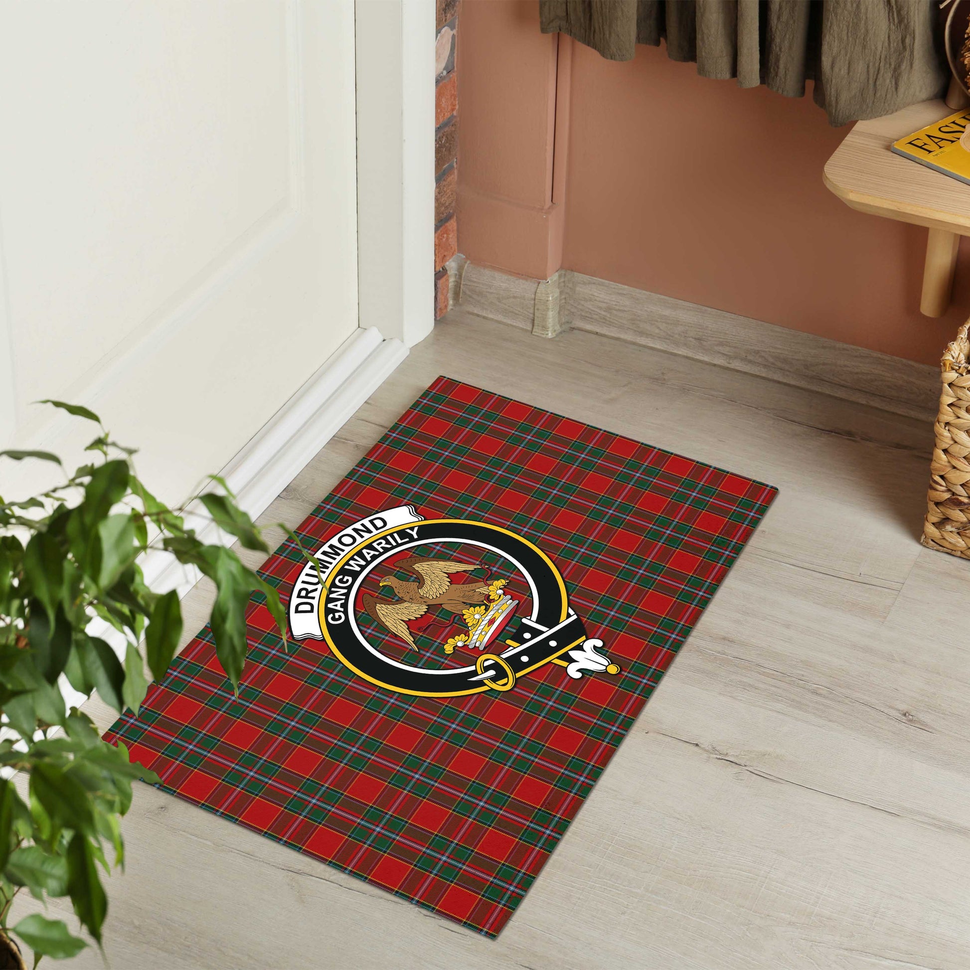 Drummond Ancient Tartan Door Mat with Family Crest - Tartanvibesclothing