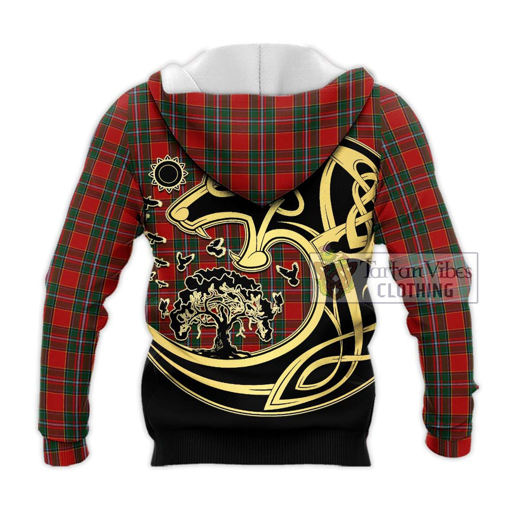 Drummond Ancient Tartan Knitted Hoodie with Family Crest Celtic Wolf Style - Tartan Vibes Clothing