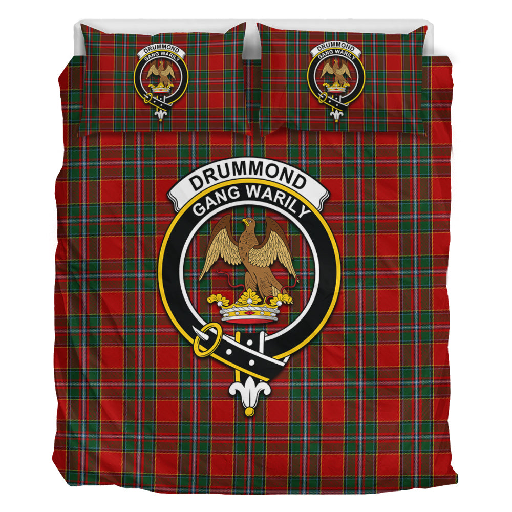 Drummond Ancient Tartan Bedding Set with Family Crest - Tartan Vibes Clothing