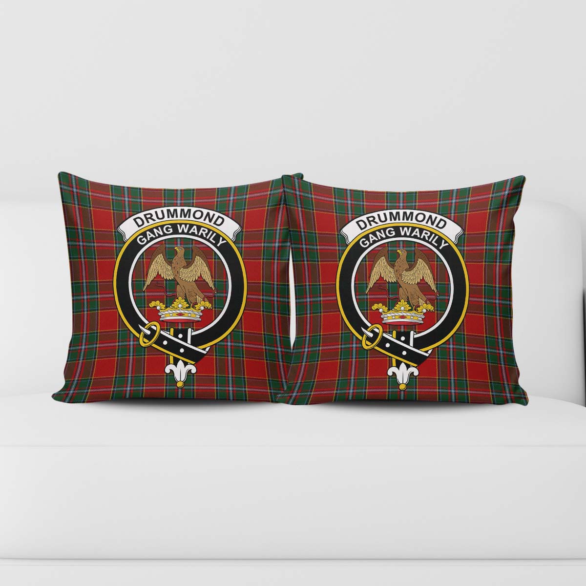 Drummond Ancient Tartan Pillow Cover with Family Crest - Tartanvibesclothing