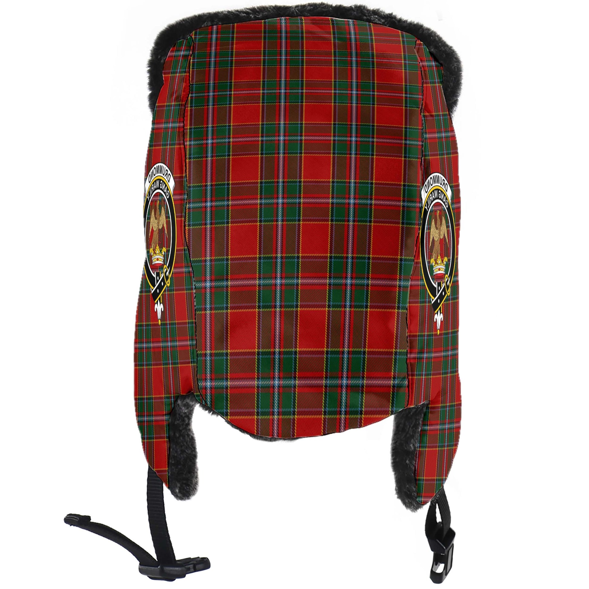 Drummond Ancient Tartan Winter Trapper Hat with Family Crest - Tartanvibesclothing