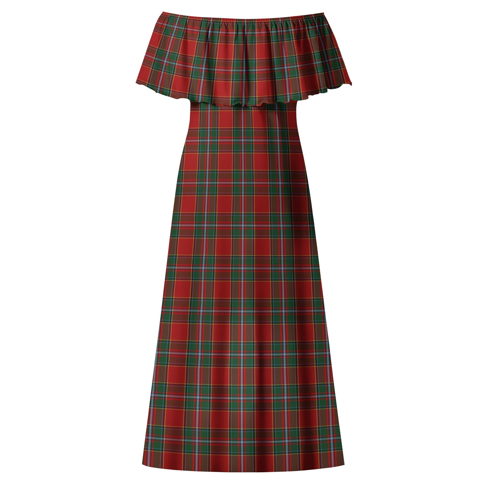 Drummond Ancient Tartan Off Shoulder Long Dress - Tartanvibesclothing