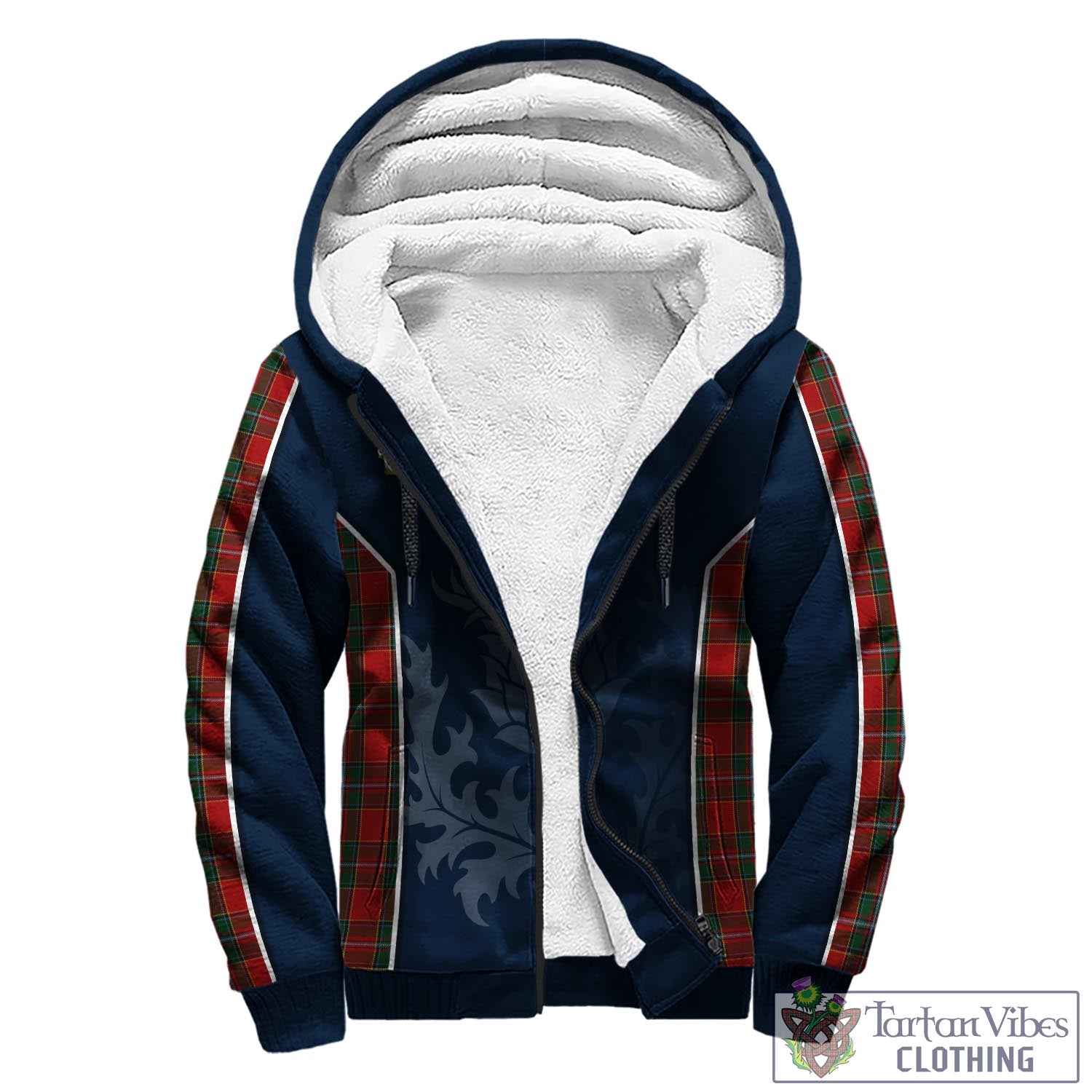 Tartan Vibes Clothing Drummond Ancient Tartan Sherpa Hoodie with Family Crest and Scottish Thistle Vibes Sport Style