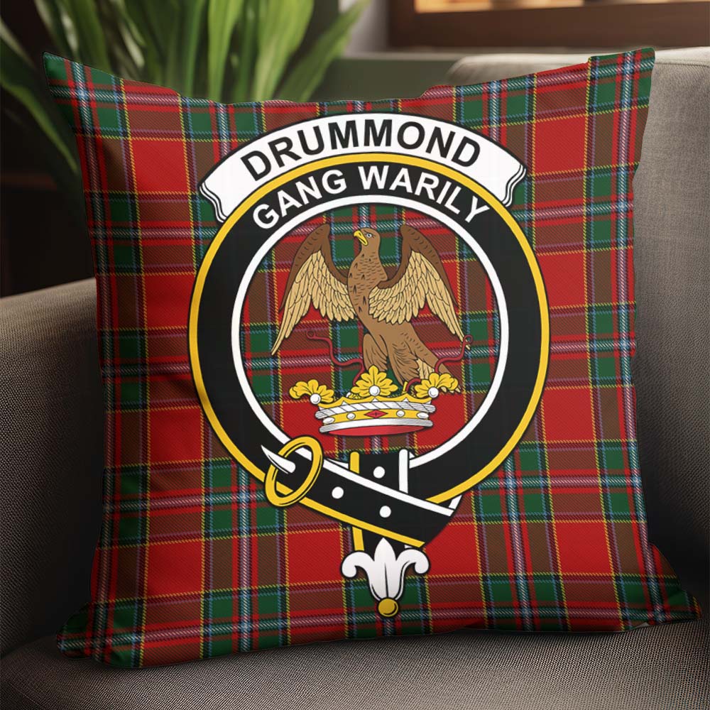 Drummond Ancient Tartan Pillow Cover with Family Crest - Tartanvibesclothing