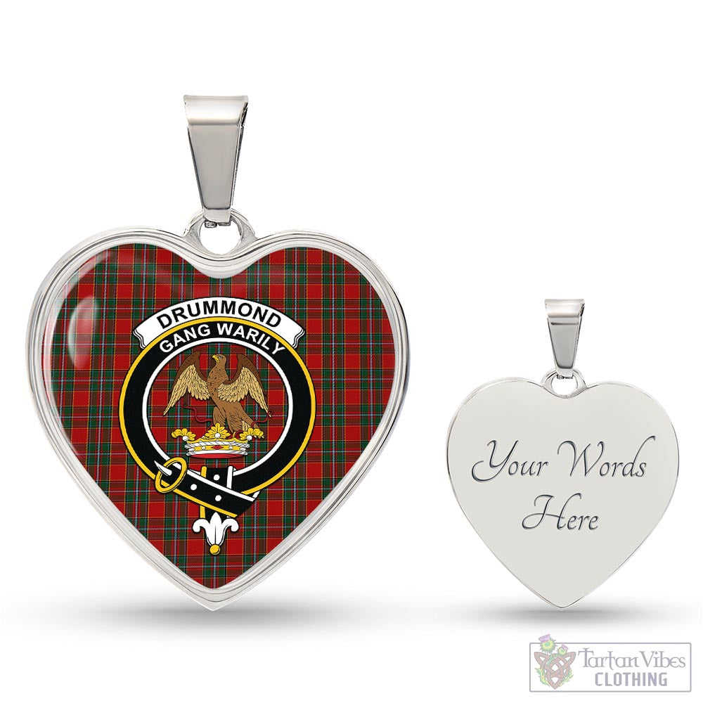 Tartan Vibes Clothing Drummond Ancient Tartan Heart Necklace with Family Crest