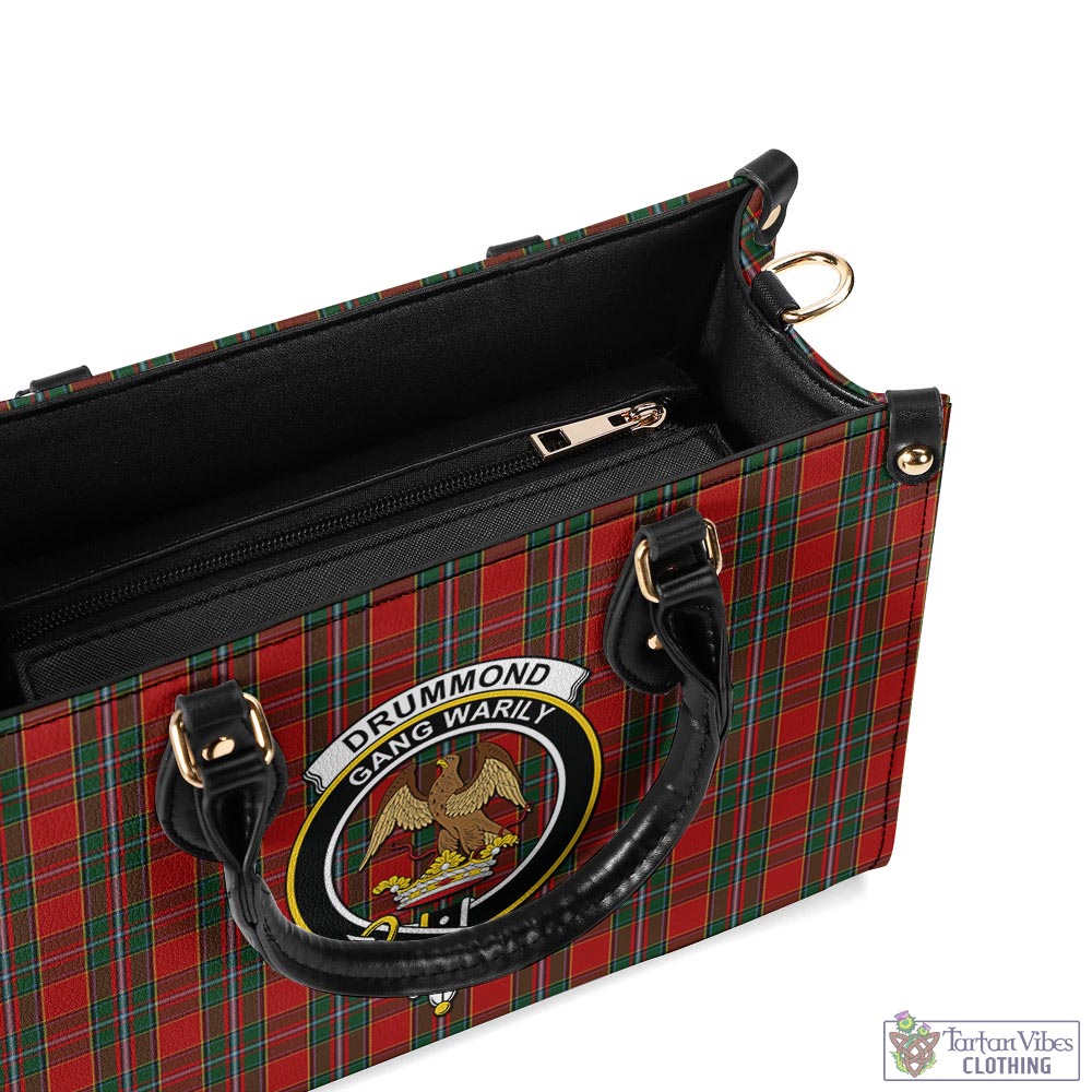 Tartan Vibes Clothing Drummond Ancient Tartan Luxury Leather Handbags with Family Crest