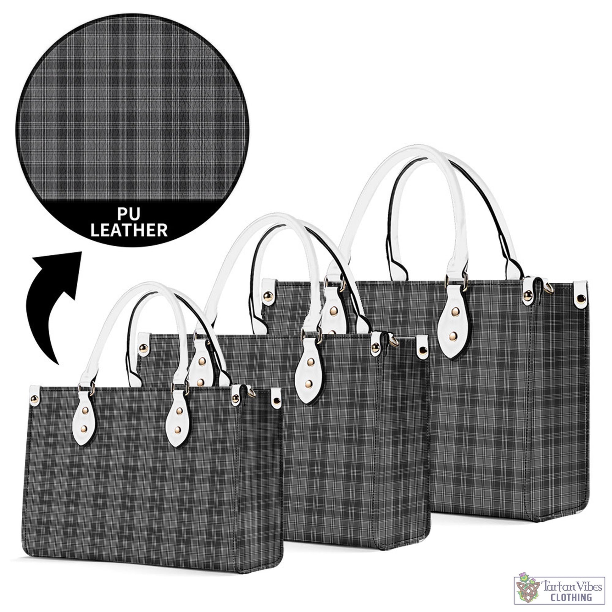 Tartan Vibes Clothing Drummond Grey Tartan Luxury Leather Handbags