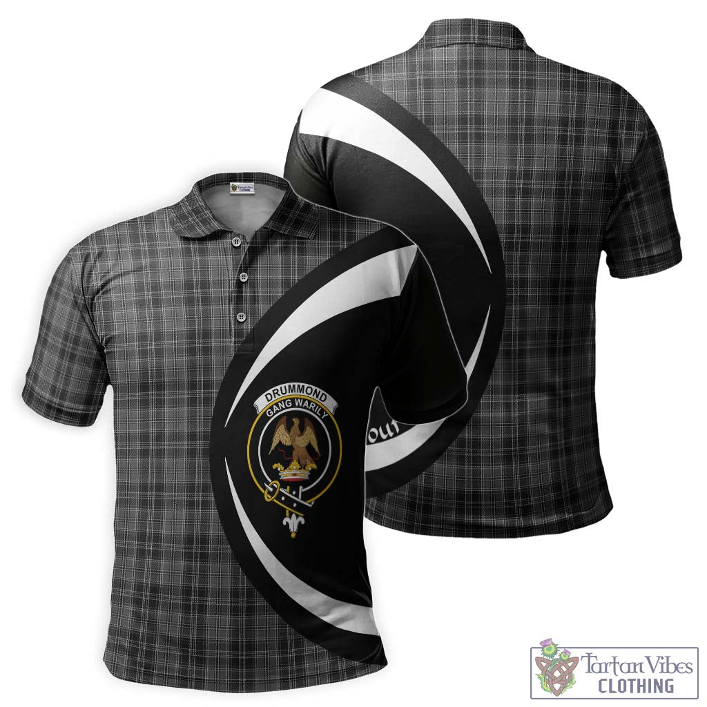 Drummond Grey Tartan Men's Polo Shirt with Family Crest Circle Style Kid - Tartan Vibes Clothing