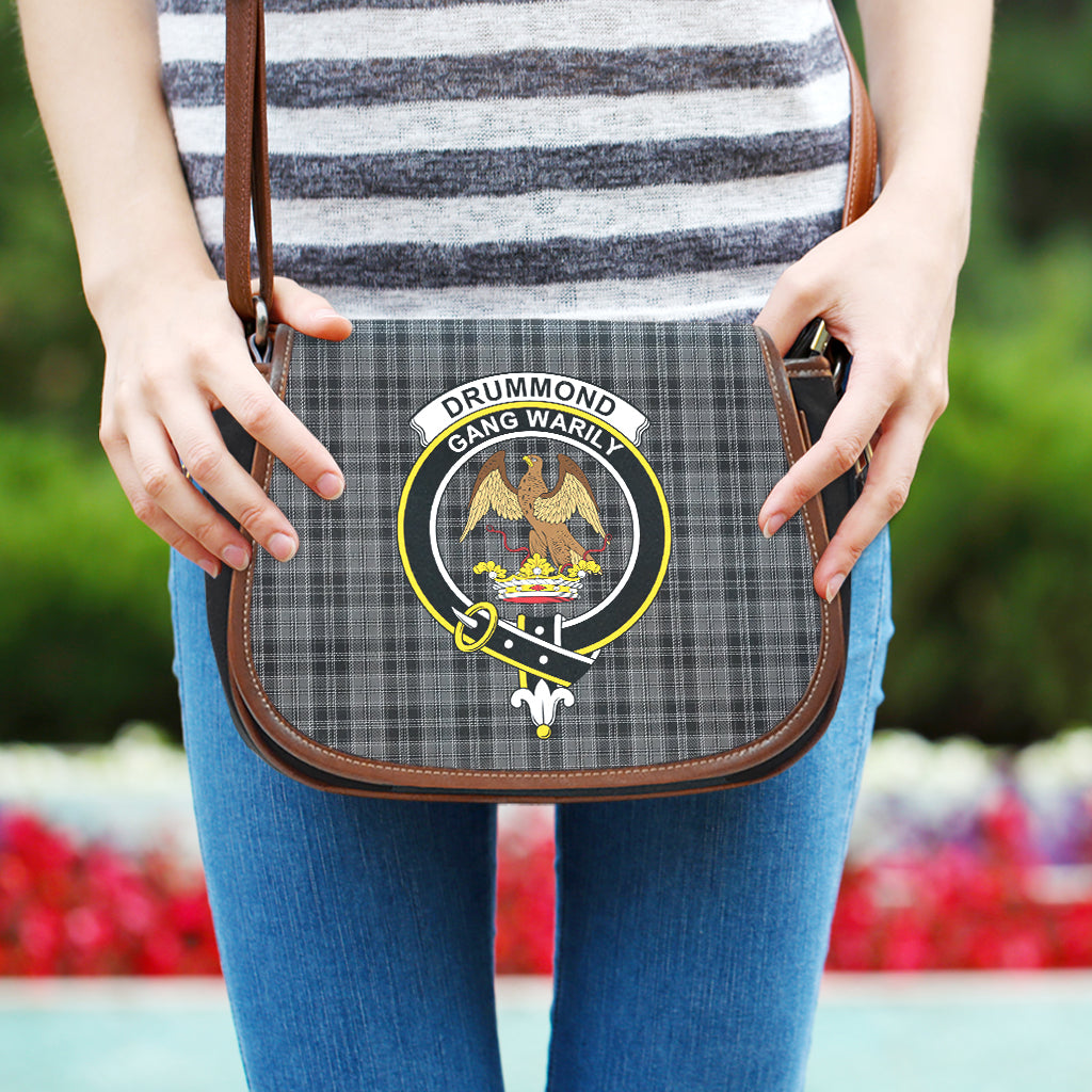 Drummond Grey Tartan Saddle Bag with Family Crest One Size - Tartan Vibes Clothing