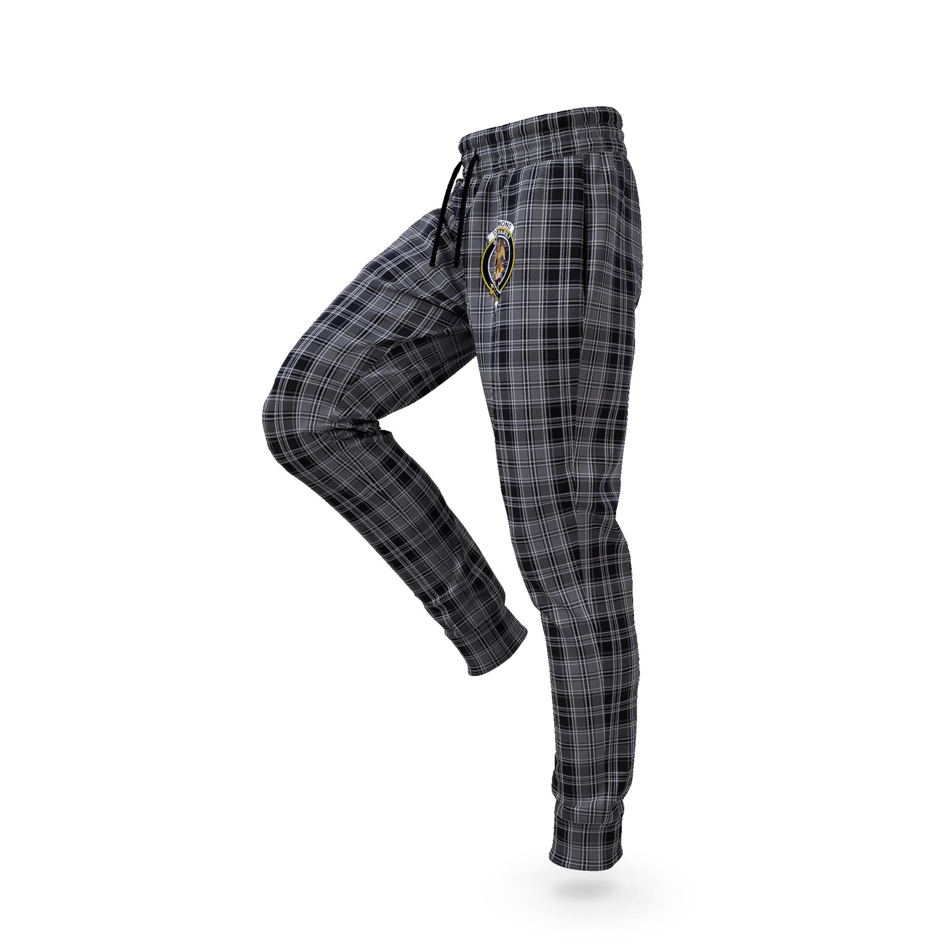 Drummond Grey Tartan Joggers Pants with Family Crest S - Tartanvibesclothing