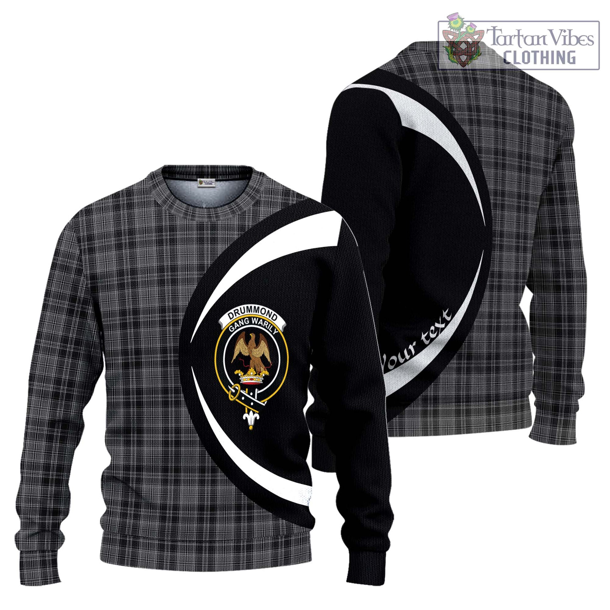 Drummond Grey Tartan Ugly Sweater with Family Crest Circle Style Unisex - Tartan Vibes Clothing