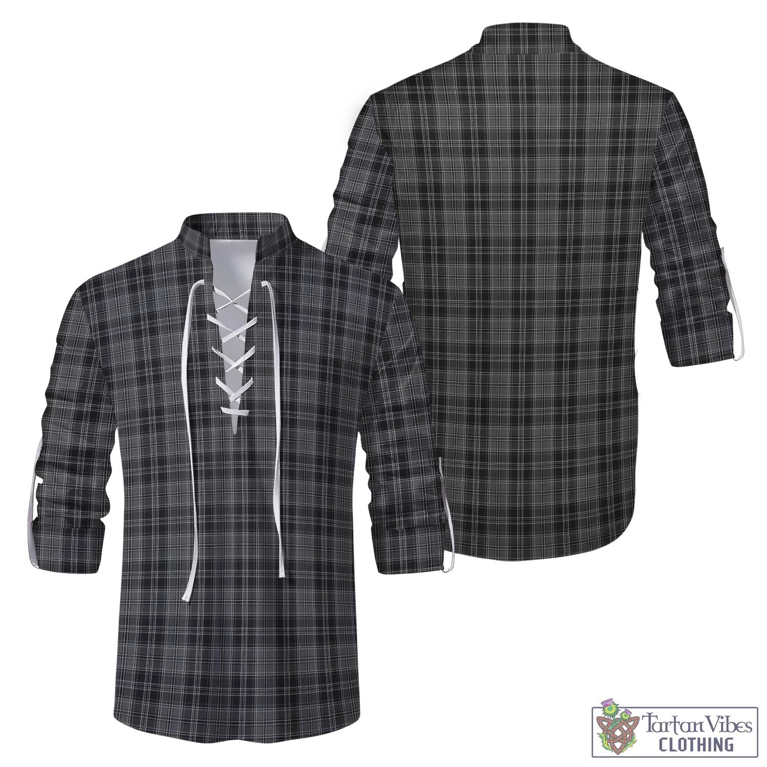 Tartan Vibes Clothing Drummond Grey Tartan Men's Scottish Traditional Jacobite Ghillie Kilt Shirt