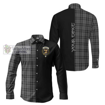 Drummond Grey Tartan Long Sleeve Button Shirt with Family Crest and Half Of Me Style