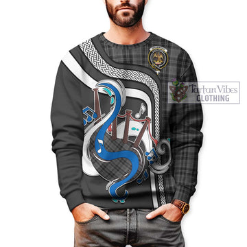 Drummond Grey Tartan Sweatshirt with Epic Bagpipe Style