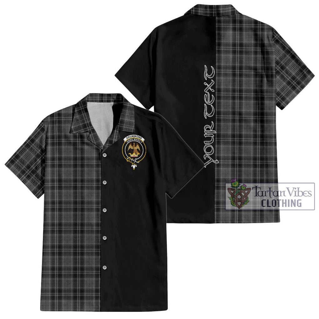 Drummond Grey Tartan Short Sleeve Button Shirt with Family Crest and Half Of Me Style Kid - Tartanvibesclothing Shop