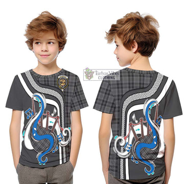 Drummond Grey Tartan Kid T-Shirt with Epic Bagpipe Style