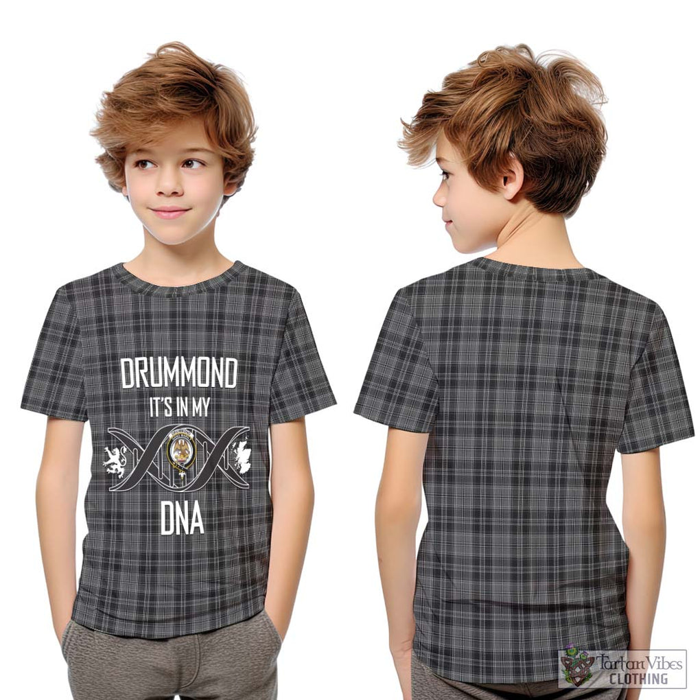 Drummond Grey Tartan Kid T-Shirt with Family Crest DNA In Me Style Youth XL Size14 - Tartanvibesclothing Shop