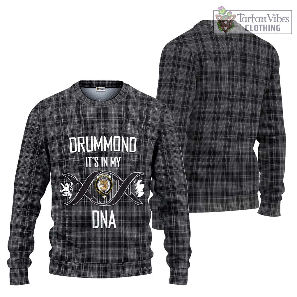 Drummond Grey Tartan Knitted Sweater with Family Crest DNA In Me Style Unisex - Tartanvibesclothing Shop