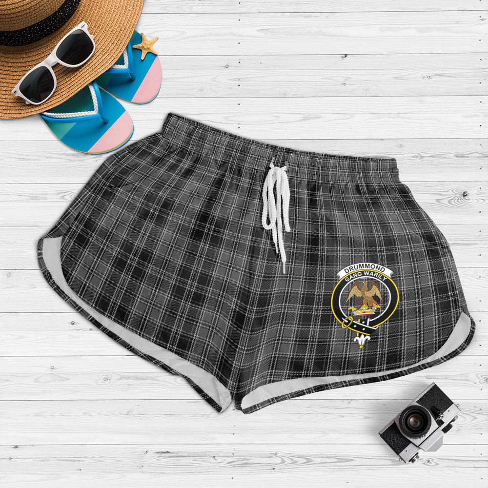 drummond-grey-tartan-womens-shorts-with-family-crest