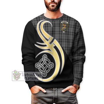 Drummond Grey Tartan Sweatshirt with Family Crest and Celtic Symbol Style