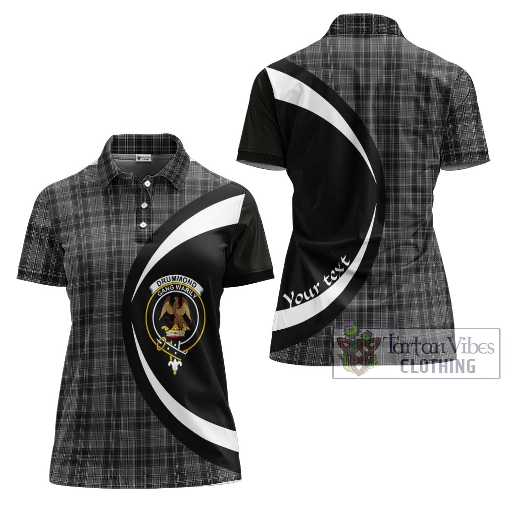 Drummond Grey Tartan Women's Polo Shirt with Family Crest Circle Style Women - Tartan Vibes Clothing