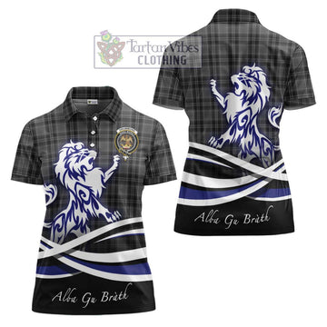 Drummond Grey Tartan Women's Polo Shirt with Alba Gu Brath Regal Lion Emblem