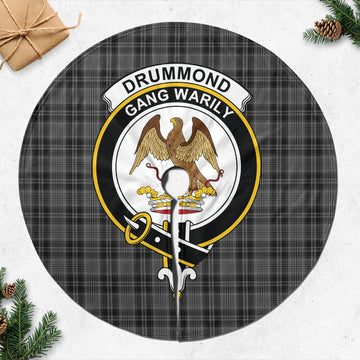 Drummond Grey Tartan Christmas Tree Skirt with Family Crest