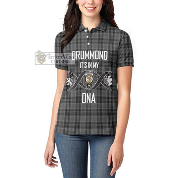 Drummond Grey Tartan Women's Polo Shirt with Family Crest DNA In Me Style