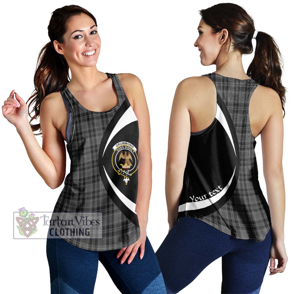 Drummond Grey Tartan Women's Racerback Tanks with Family Crest Circle Style 4XL - Tartan Vibes Clothing