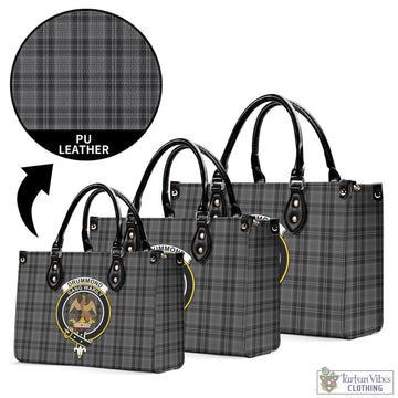 Drummond Grey Tartan Luxury Leather Handbags with Family Crest