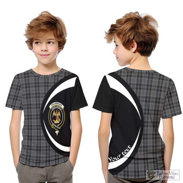 Drummond Grey Tartan Kid T-Shirt with Family Crest Circle Style