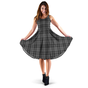 Drummond Grey Tartan Sleeveless Midi Womens Dress