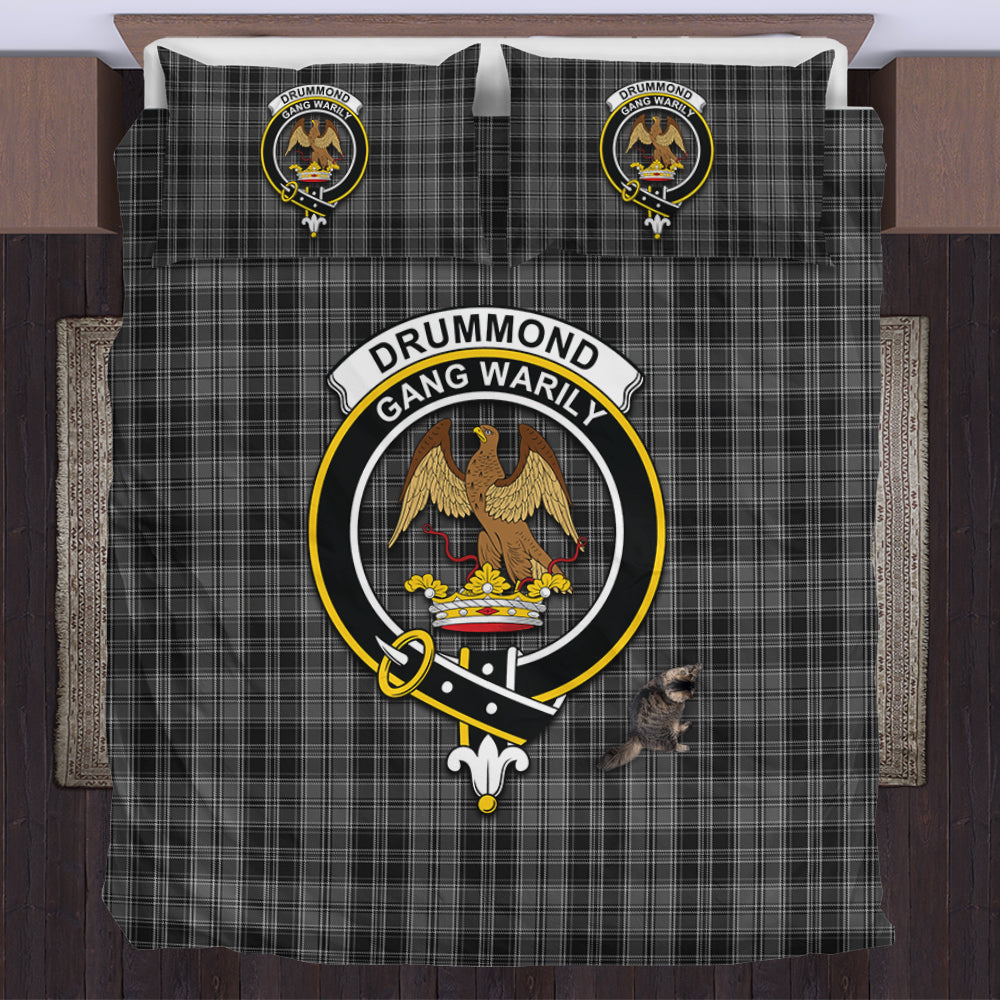 Drummond Grey Tartan Bedding Set with Family Crest US Bedding Set - Tartan Vibes Clothing