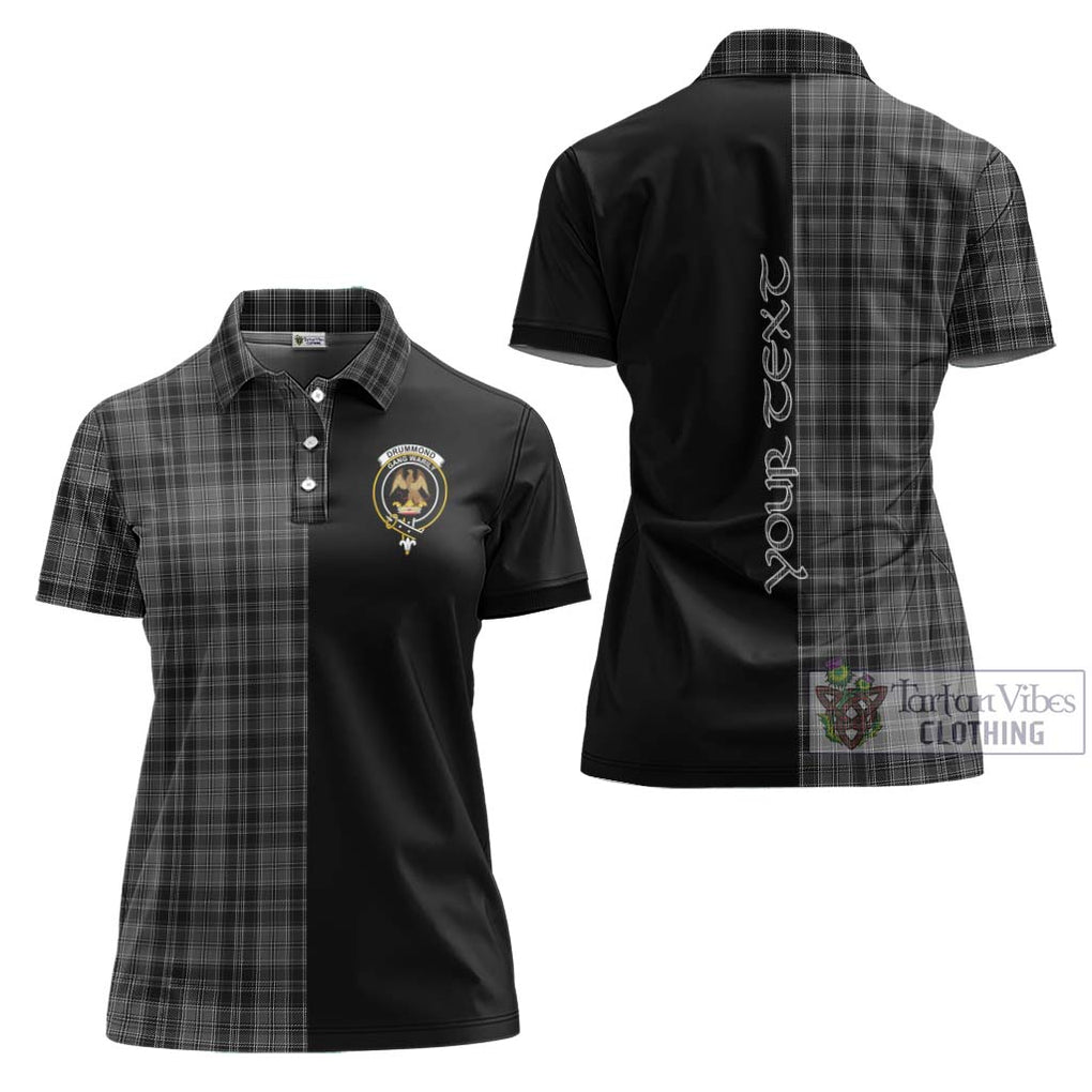 Drummond Grey Tartan Women's Polo Shirt with Family Crest and Half Of Me Style Women - Tartanvibesclothing Shop