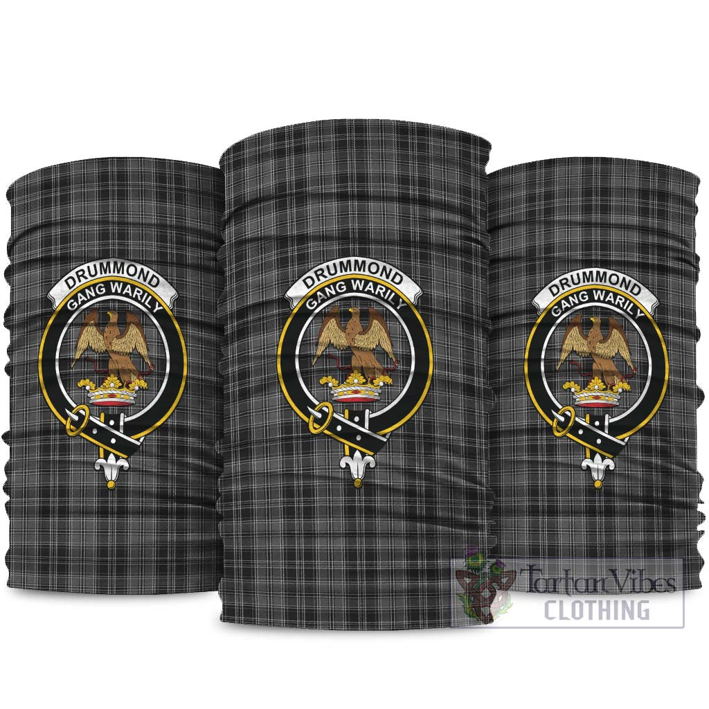 Drummond Grey Tartan Neck Gaiters, Tartan Bandanas, Tartan Head Band with Family Crest