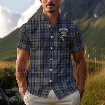 Drummond Grey Tartan Cotton Hawaiian Shirt with Family Crest