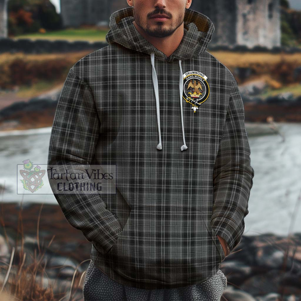 Drummond Grey Tartan Cotton Hoodie with Family Crest Pullover Hoodie XS - Tartan Vibes Clothing