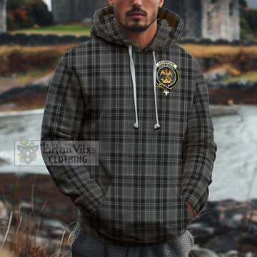 Drummond Grey Tartan Cotton Hoodie with Family Crest