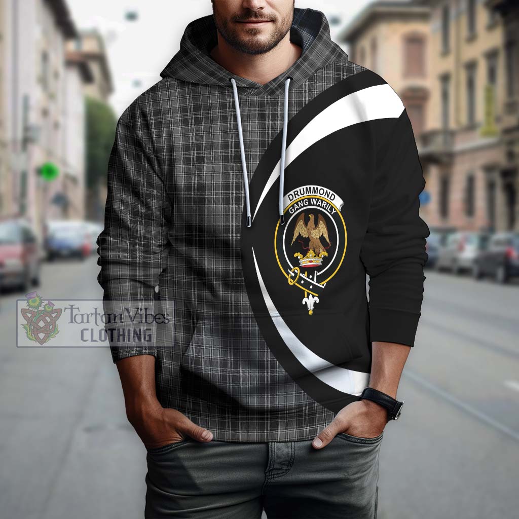 Tartan Vibes Clothing Drummond Grey Tartan Hoodie with Family Crest Circle Style