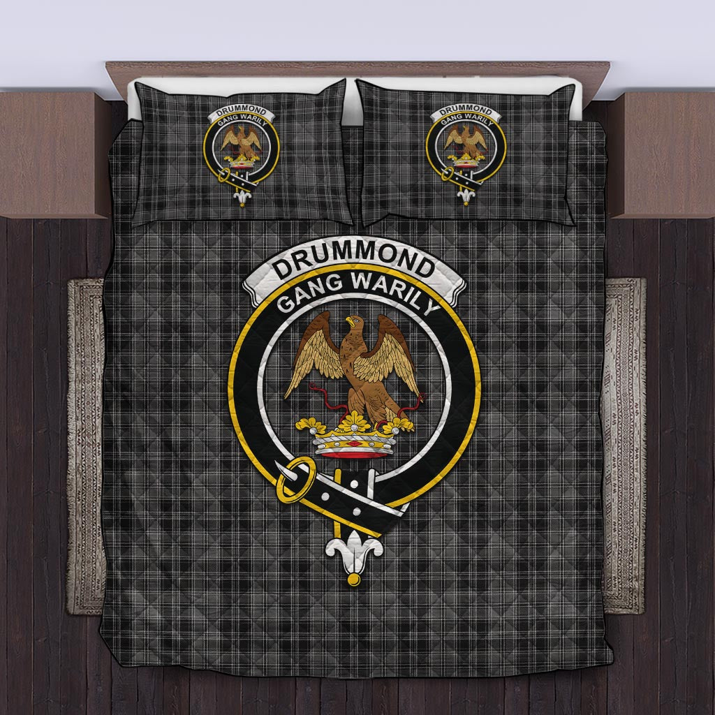 Drummond Grey Tartan Quilt Bed Set with Family Crest Twin - Tartan Vibes Clothing