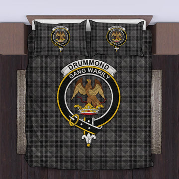 Drummond Grey Tartan Quilt Bed Set with Family Crest