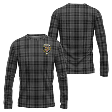 Drummond Grey Tartan Long Sleeve T-Shirt with Family Crest