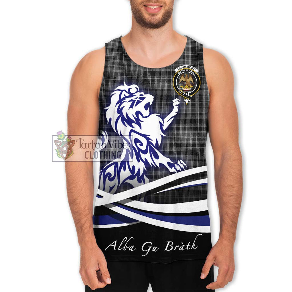 Drummond Grey Tartan Men's Tank Top with Alba Gu Brath Regal Lion Emblem Men - Tartanvibesclothing Shop