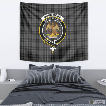 Drummond Grey Tartan Tapestry Wall Hanging and Home Decor for Room with Family Crest