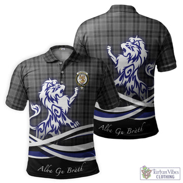 Drummond Grey Tartan Polo Shirt with Alba Gu Brath Regal Lion Emblem