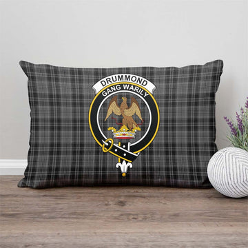 Drummond Grey Tartan Pillow Cover with Family Crest