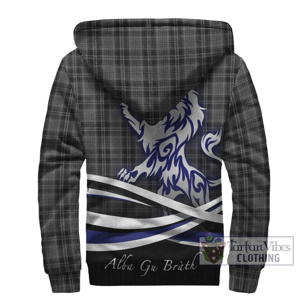 Drummond Grey Tartan Sherpa Hoodie with Alba Gu Brath Regal Lion Emblem - Tartanvibesclothing Shop