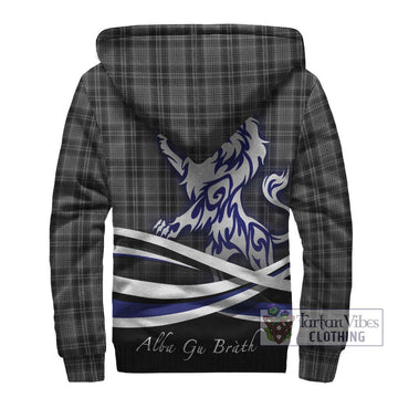 Drummond Grey Tartan Sherpa Hoodie with Alba Gu Brath Regal Lion Emblem